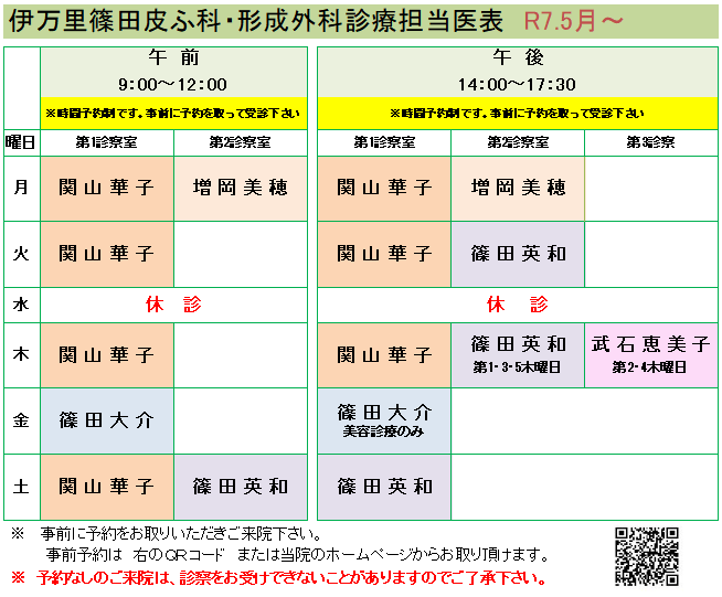 外来担当一覧表
